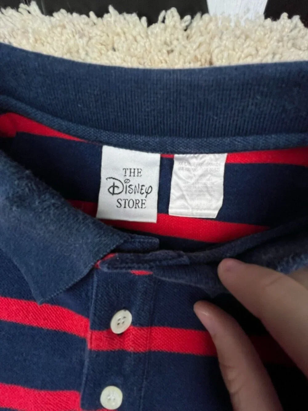 VTG Disney Store Mickey Mouse Men's Polo Shirt Striped Embroidered Emblem 2XL - Picture 6 of 8